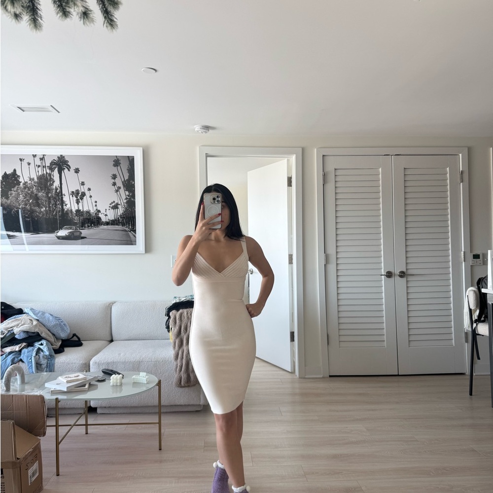 Elegant Cream Bodycon Dress